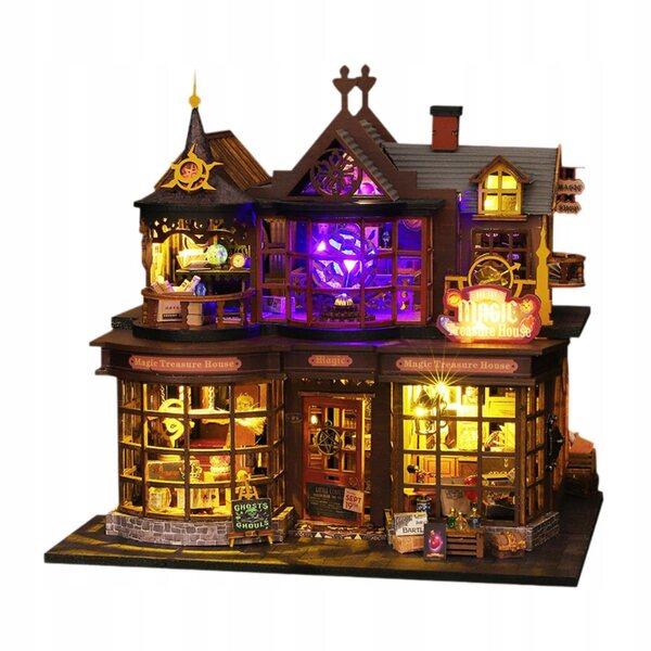 Dollhouse in legno fai da te con luci e accessori – kit miniatura decorativa