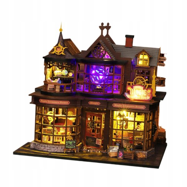 Dollhouse in legno fai da te con luci e accessori – kit miniatura decorativa