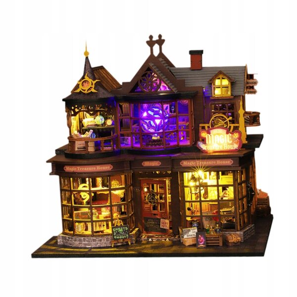 Dollhouse in legno fai da te con luci e accessori – kit miniatura decorativa