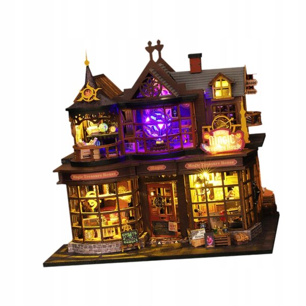 Dollhouse in legno fai da te con luci e accessori – kit miniatura decorativa