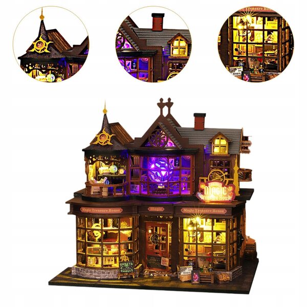 Dollhouse in legno fai da te con luci e accessori – kit miniatura decorativa