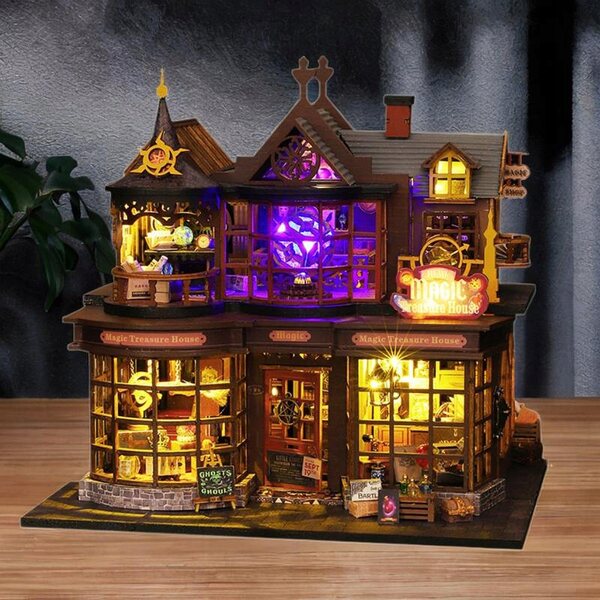 Dollhouse in legno fai da te con luci e accessori – kit miniatura decorativa