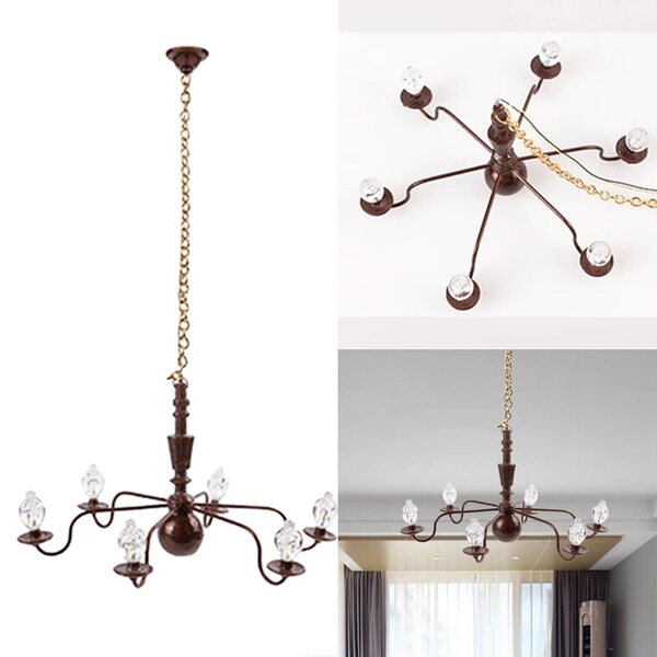Deckenleuchte aus metallischem Kristall, 6 Lichtpunkte, Bronze, 8,8 cm, Maßstab 1:87
