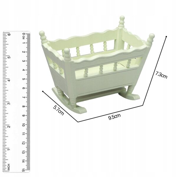 1:12 Holzmöbelset für Puppenhaus mit Wiege und Zubehör