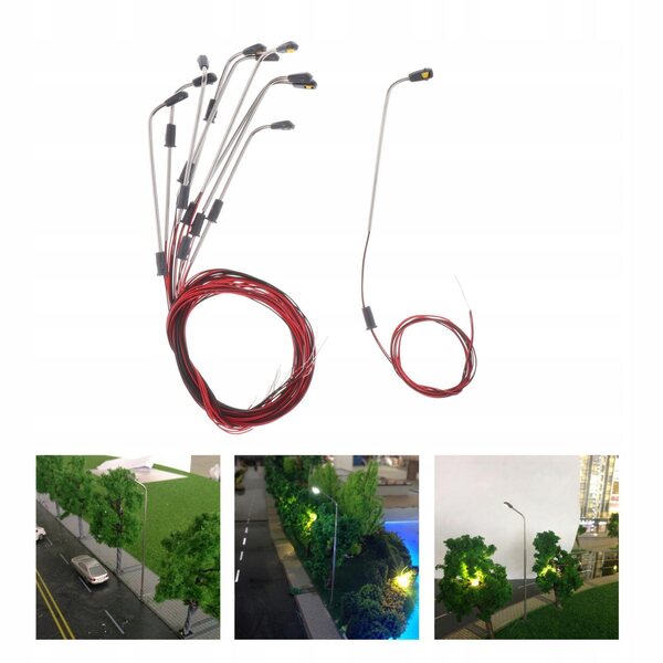 Комплект от 10 LED светлини Миниатюрна железопътна сценография Мащаб 1:300 3V Топла светлина