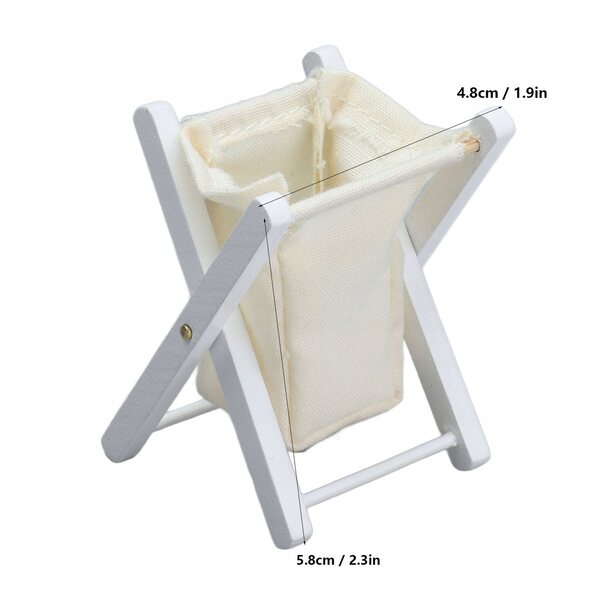 Miniatuur opvouwbare wasmand 1:12 houten poppenhuis