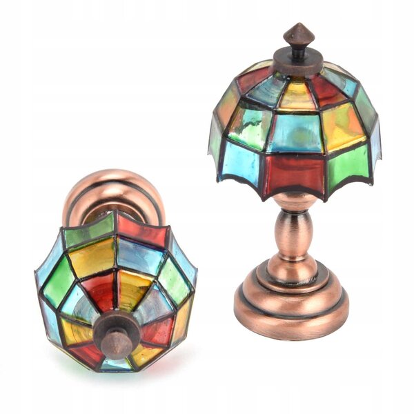 Lampada da tavolo LED senza fili per casa delle bambole scala 1:12 con paralume colorato