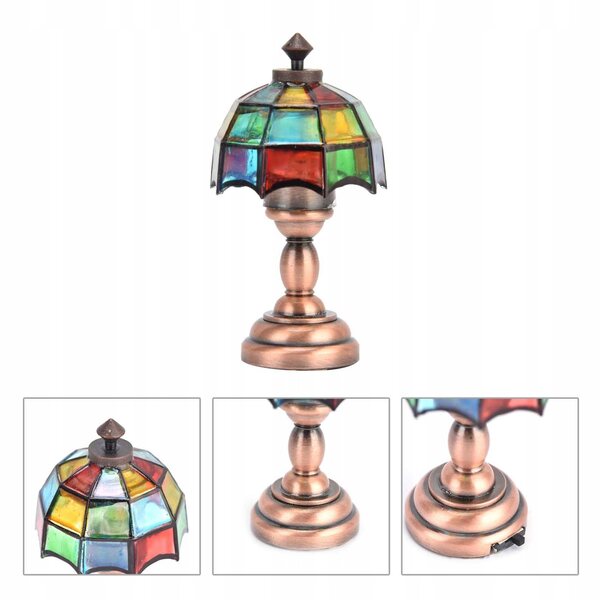 Lampada da tavolo LED senza fili per casa delle bambole scala 1:12 con paralume colorato