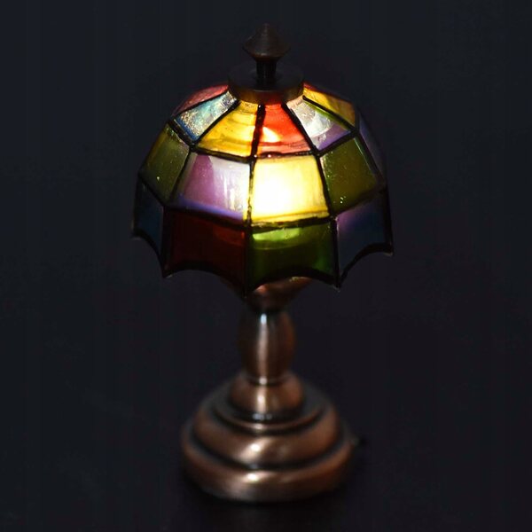 Lampada da tavolo LED senza fili per casa delle bambole scala 1:12 con paralume colorato