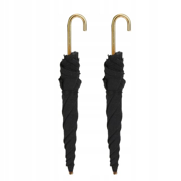 Set 2 Miniature Ombrelli in Tessuto Nero per Casa delle Bambole Scala 1:12