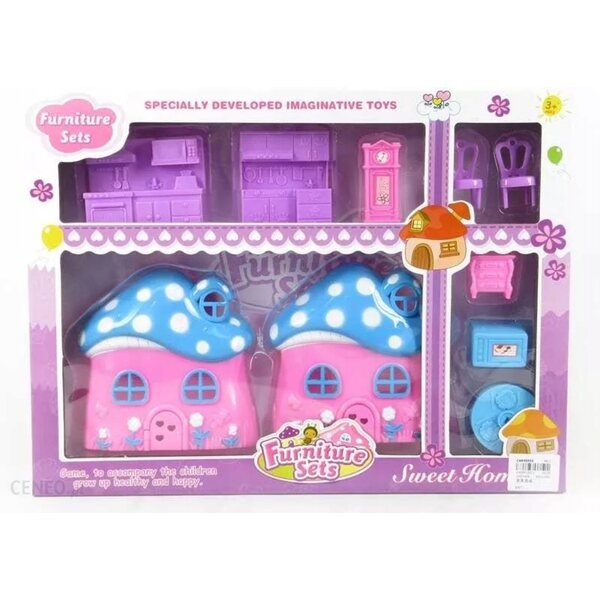 Casa per bambole Toys4all con mobili e accessori, plastica, 15x24 cm