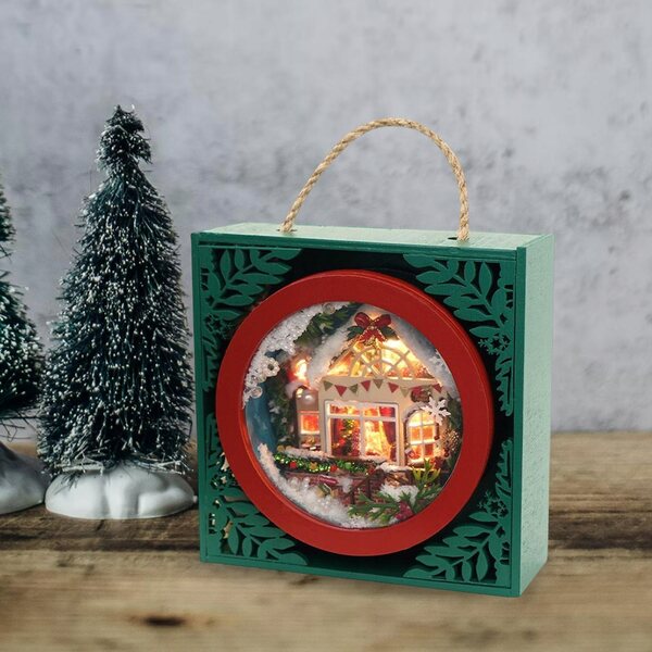 Miniatura Casa Casa da Appendere in Legno con Luci Kit Fai da Te Decorazione
