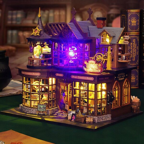 DIY Puppenhaus-Miniatur aus Holz mit LED, kreatives Bastelset