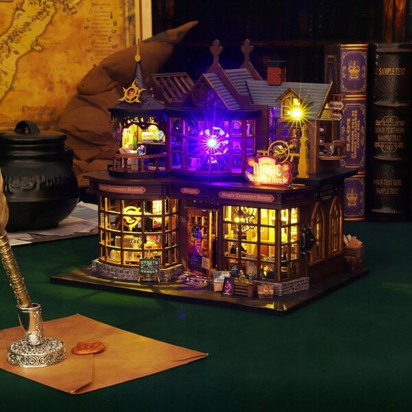 DIY Puppenhaus-Miniatur aus Holz mit LED, kreatives Bastelset