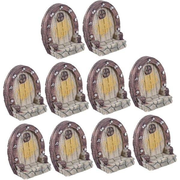 HEMOTON 10 pezzi porte miniatura per giardino fatato e micro paesaggi, accessori realistici in resina