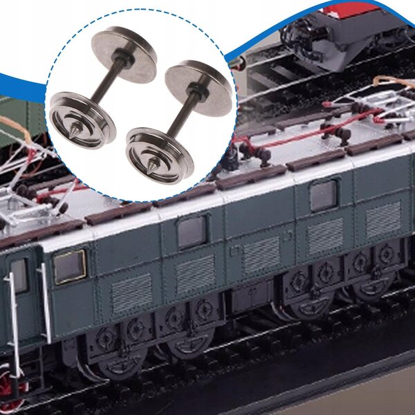 Coppia di Ruote in Metallo per Modelli di Treni Scala 1/87 - Accessori Universali