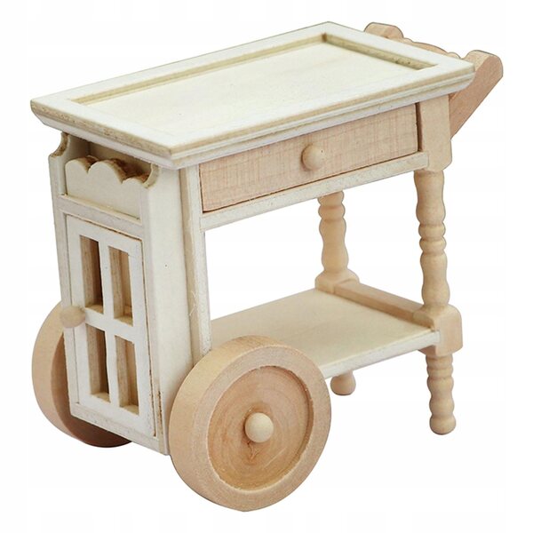 Carrello da pranzo in miniatura 1:12 Casa delle bambole realistica in legno