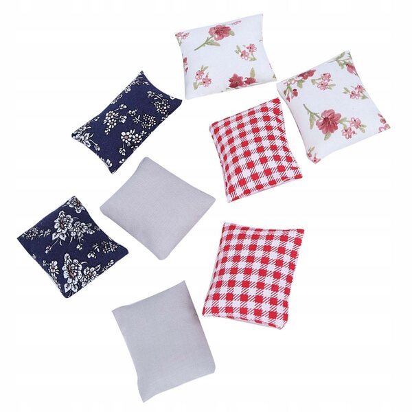 8 Mini-Dekokissen 1:12 für Puppenhäuser, weicher und realistischer Stoff