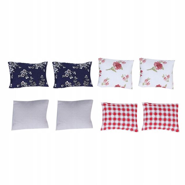 8 Mini-Dekokissen 1:12 für Puppenhäuser, weicher und realistischer Stoff