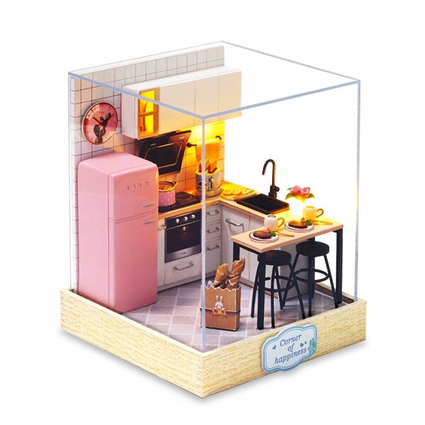 DIY-Miniaturhaus-Set für Puppen zum Zusammenbauen aus Holz und Kunststoff 11,5 cm