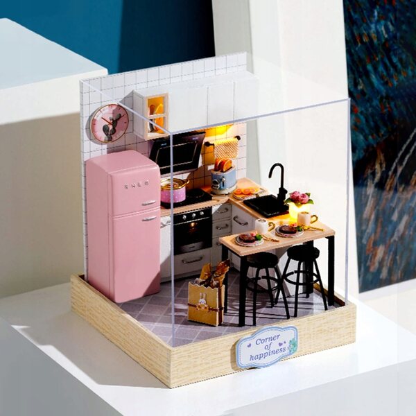 DIY-Miniaturhaus-Set für Puppen zum Zusammenbauen aus Holz und Kunststoff 11,5 cm