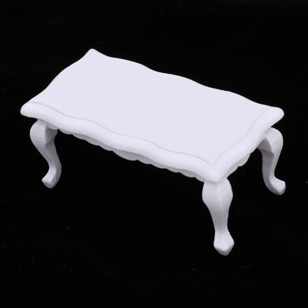 Mini Stolik Kawowy in Legno Bianco per Casa delle Bambole Scala 1:12