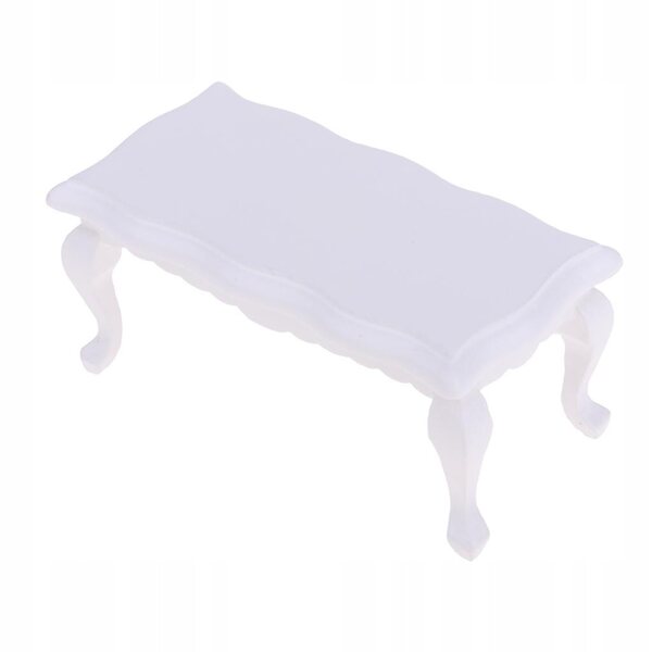 Mini Stolik Kawowy in Legno Bianco per Casa delle Bambole Scala 1:12