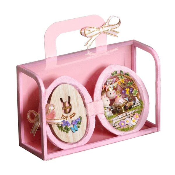Mini Casa delle Bambole DIY Stile Festa Rosa con Mobili e Accessori Completi