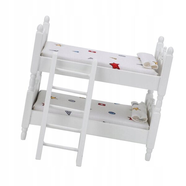 Mini letto in legno per casa delle bambole 1:12, decorazione miniature di qualità