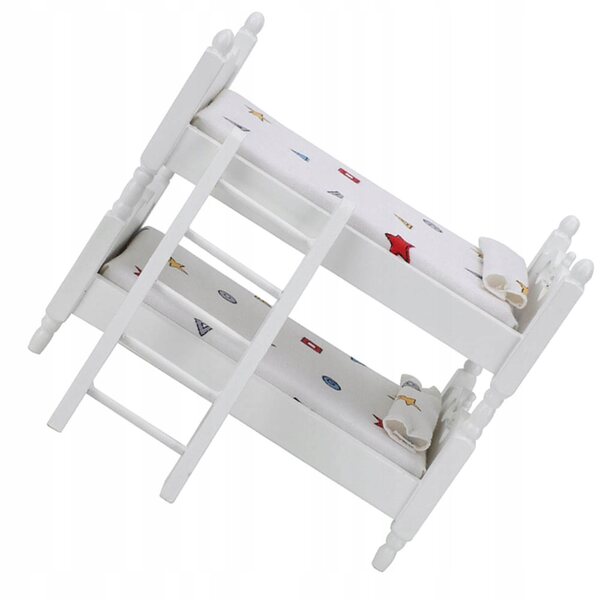 Mini letto in legno per casa delle bambole 1:12, decorazione miniature di qualità
