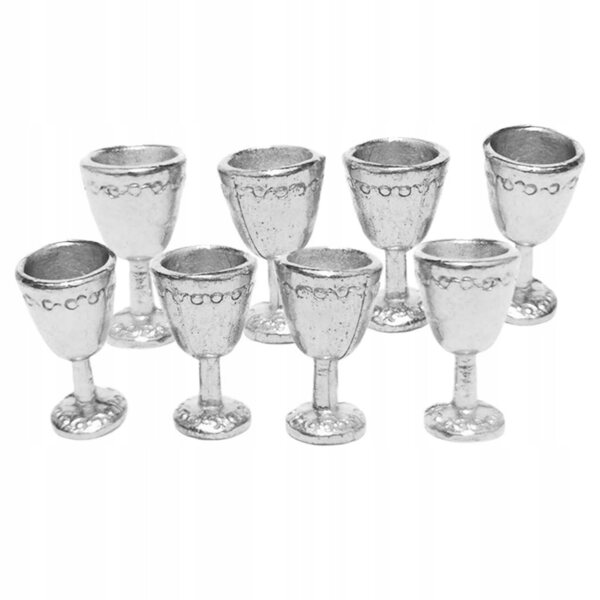 Set 8 mini calici in metallo 1:12 per casa delle bambole accessori decorativi