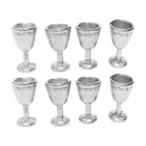 Set 8 mini calici in metallo 1:12 per casa delle bambole accessori decorativi