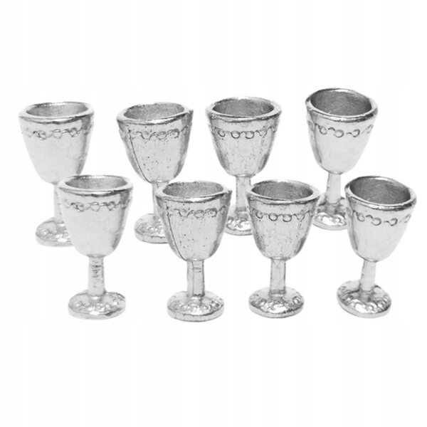 Set 8 mini calici in metallo 1:12 per casa delle bambole accessori decorativi
