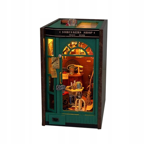 Set Miniature Casa delle Bambole con Luci e Fermalibri Decorativi in Legno DIY