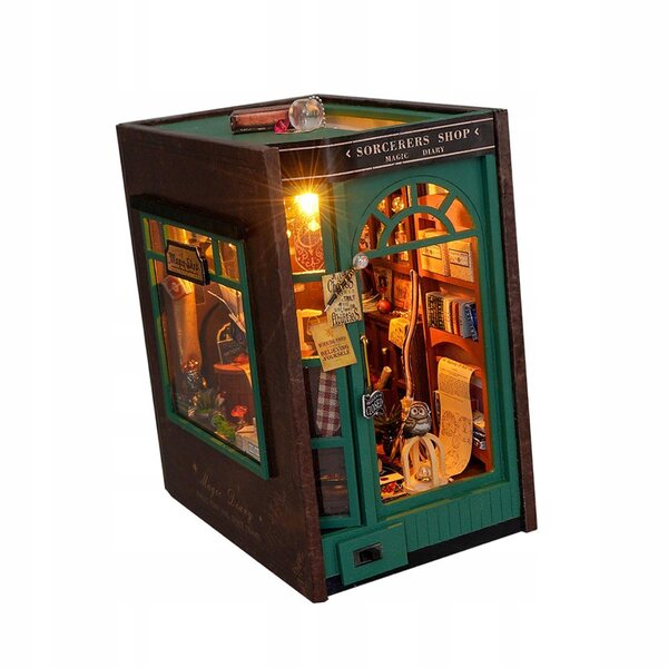 Set Miniature Casa delle Bambole con Luci e Fermalibri Decorativi in Legno DIY