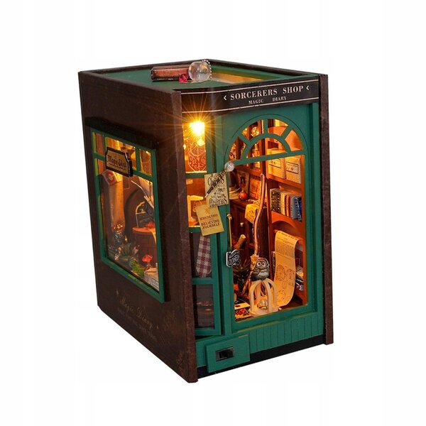 Set Miniature Casa delle Bambole con Luci e Fermalibri Decorativi in Legno DIY