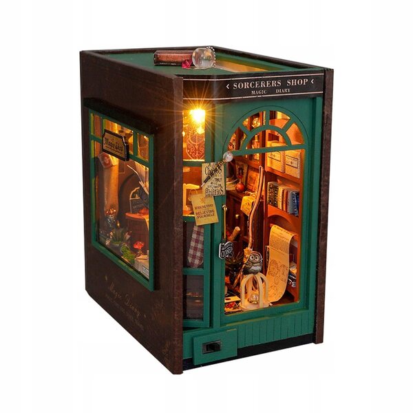 Set Miniature Casa delle Bambole con Luci e Fermalibri Decorativi in Legno DIY
