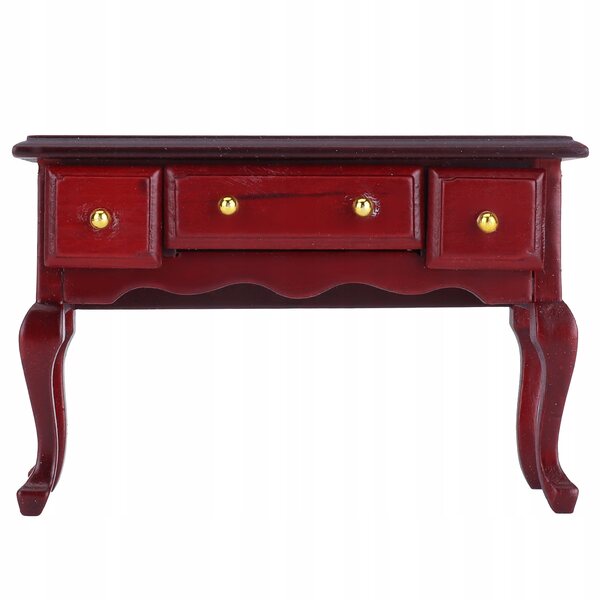 Mini scrivania in legno per casa delle bambole DIY con cassetti e motivo floreale