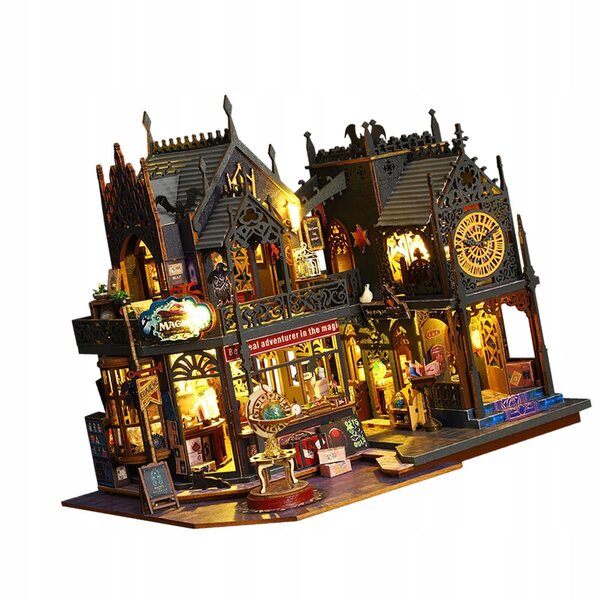 Kit Miniatura Casa delle Bambole in Legno con Luci e Accessori Creativi DIY