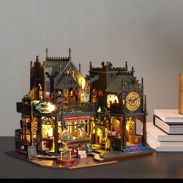 Kit Miniatura Casa delle Bambole in Legno con Luci e Accessori Creativi DIY