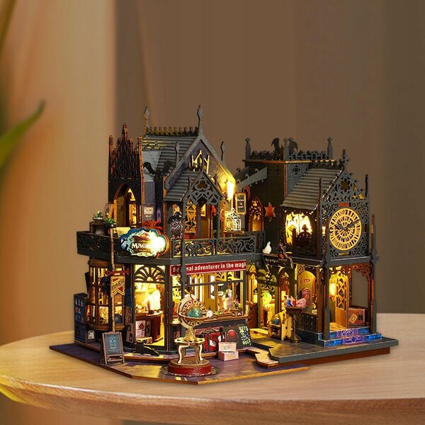 Kit Miniatura Casa delle Bambole in Legno con Luci e Accessori Creativi DIY
