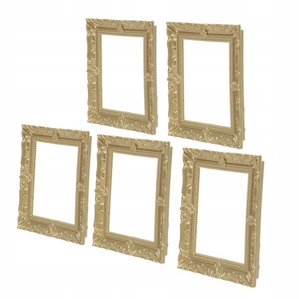Lot de 5 Mini Cadres Décoratifs Dorés en Résine pour Miniatures et Maisons Miniatures