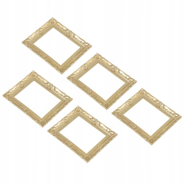 Lot de 5 Mini Cadres Décoratifs Dorés en Résine pour Miniatures et Maisons Miniatures