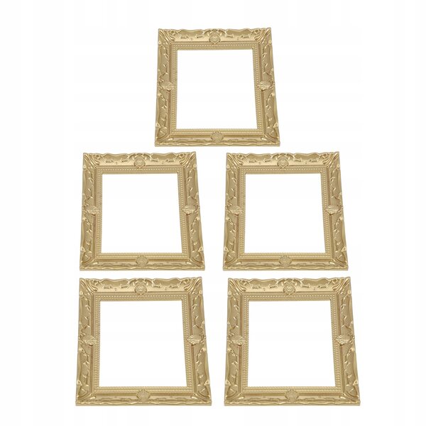 Lot de 5 Mini Cadres Décoratifs Dorés en Résine pour Miniatures et Maisons Miniatures