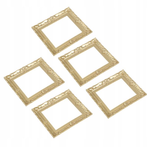 Lot de 5 Mini Cadres Décoratifs Dorés en Résine pour Miniatures et Maisons Miniatures