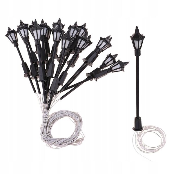 Lot de 20 lampadaires miniatures LED échelle HO 1:100 lumière blanc chaud pour maquettes