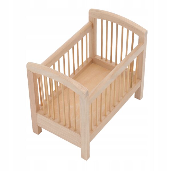 Lit bébé miniature en bois à l'échelle 1:12, réaliste et sans imperfections