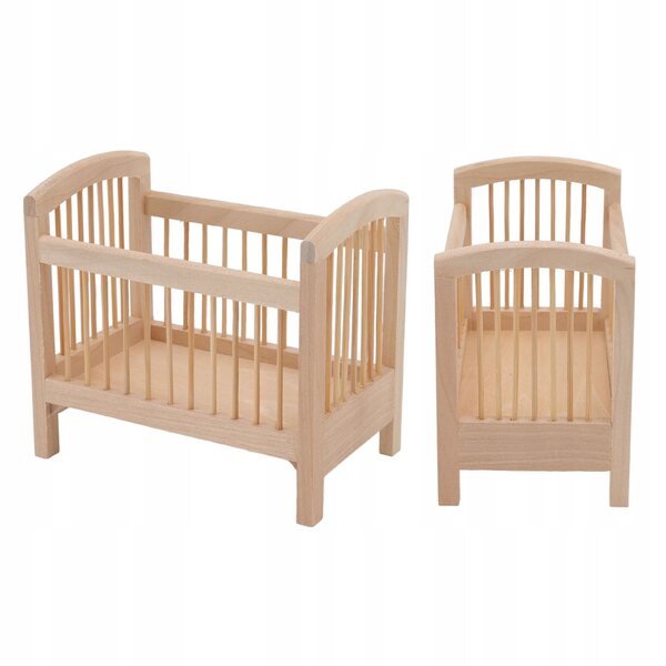 Lit bébé miniature en bois à l'échelle 1:12, réaliste et sans imperfections
