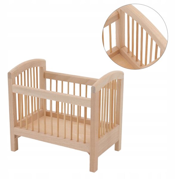 Lit bébé miniature en bois à l'échelle 1:12, réaliste et sans imperfections