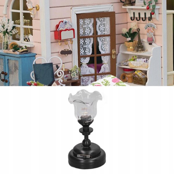 1/12 Miniaturlampe für Puppenhaus mit transparentem Glaslampenschirm